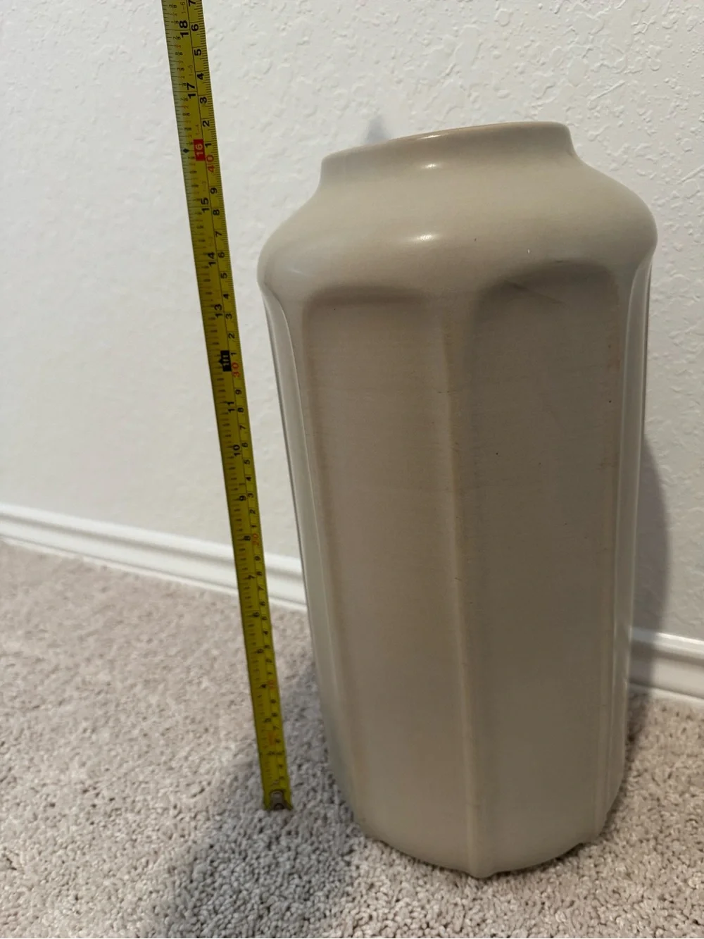Neutral Tall Ceramic Ribbed Vase
